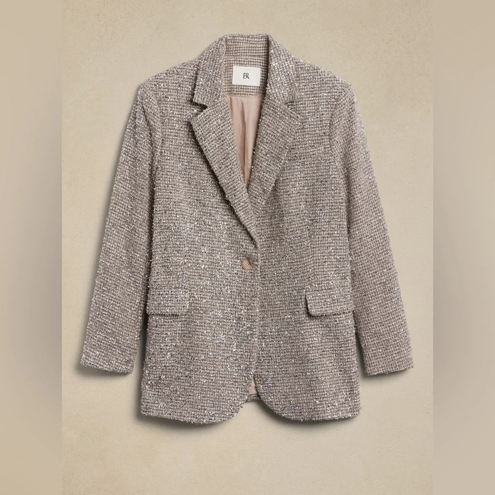 Banana Republic Coleta Tinsel Tweed Blazer and Wide Leg Pants - Size 8